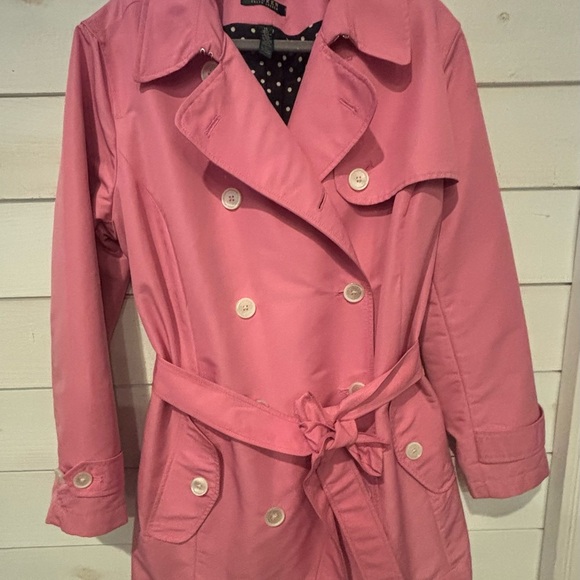 Ralph Lauren Pink Trench Coat Classic Tailored Design size 1X - Picture 2 of 16